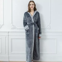 2021 women autumn winter terry bathrobe thicken sleepwear female solid with sashes loose nightgown vintage ladies dressing gown