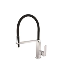 low lead solid brass black silicone hose single handle one hole pull down kitchen faucet with sprayer
