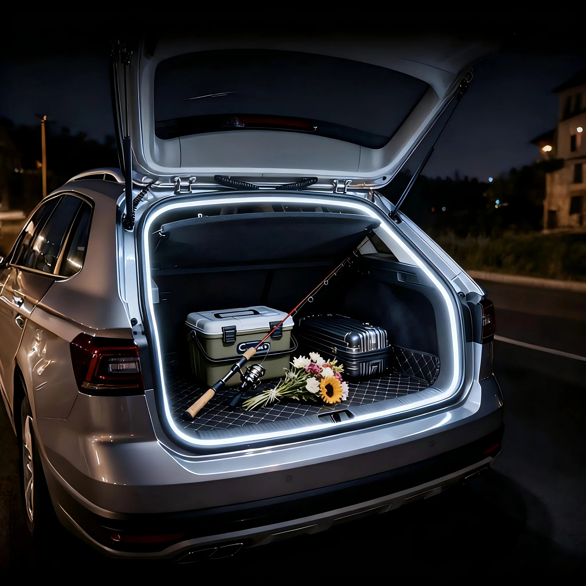 

Светодиодная лента для освещения багажника Volkswagen Tiguan L 2017-2021, высокая яркость, декоративная подсветка салона, LED-лента для заднего багажника.