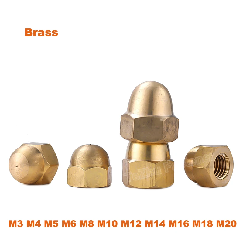 

Brass Acorn Cap Nuts Dome Head Nut M3 M4 M5 M6 M8 M10 M12 M14 M16 M18 M20 DIN1587 brass Decorative Dome Caps Covers Blind Nut