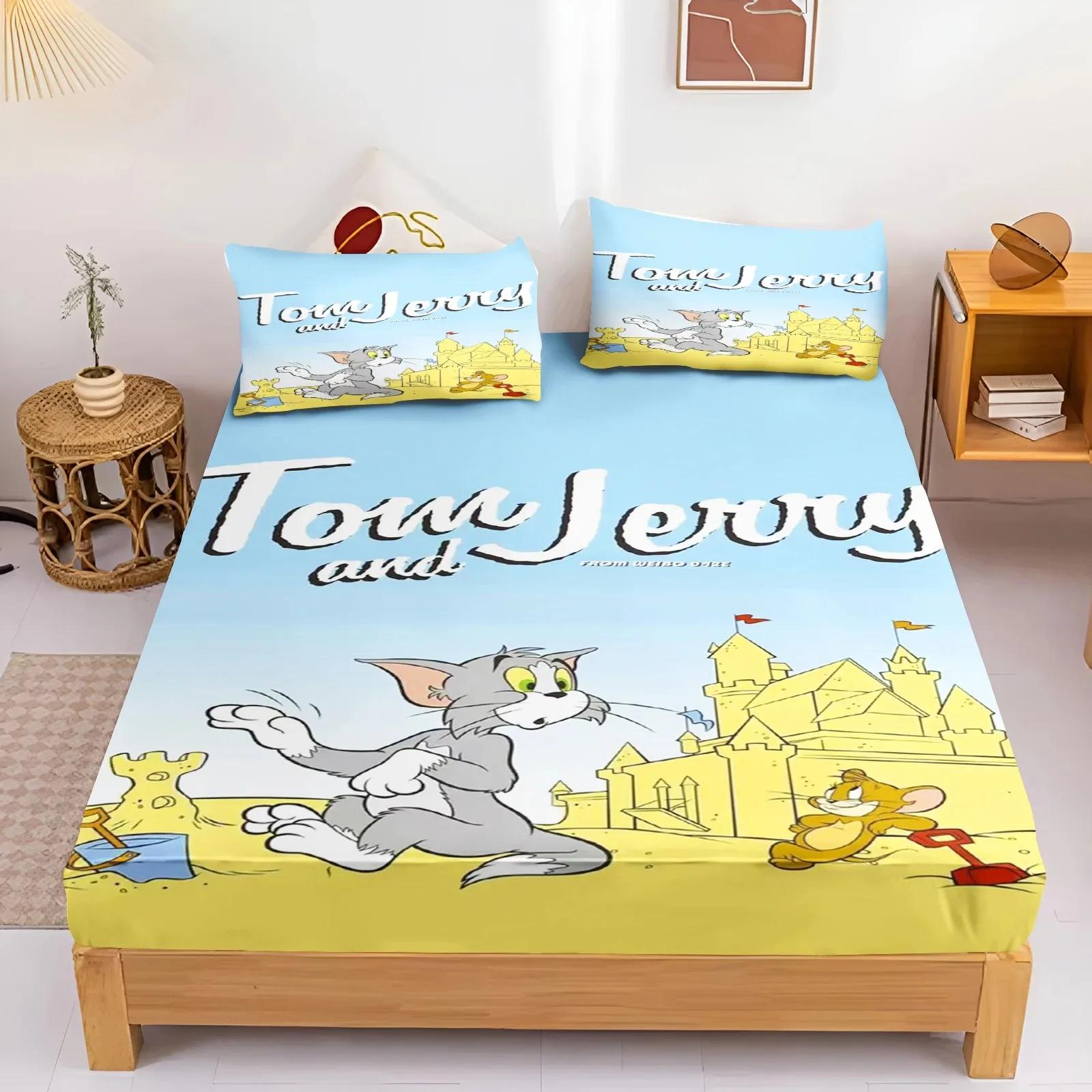 Гибкие простыни Four Seasons с наволочкой наматрасником мультяшным принтом Том и