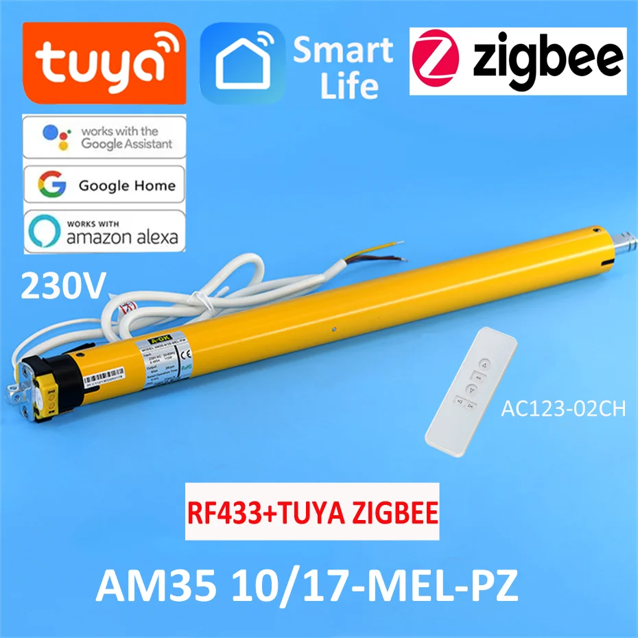 Умный трубчатый двигатель для жалюзи A-OK AM35 10/17 RF433 + Tuya zigbee трубчатого затвора 40