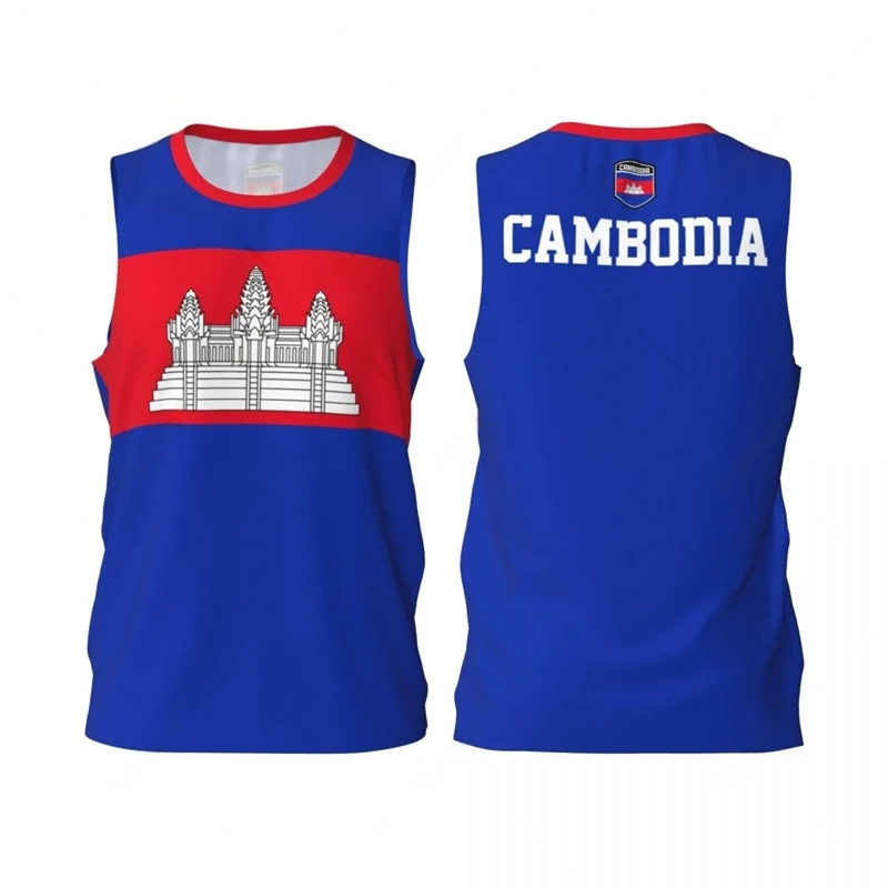 Камбоджа Флаг Графические майки Простые модные мужские и женские баскетбольные