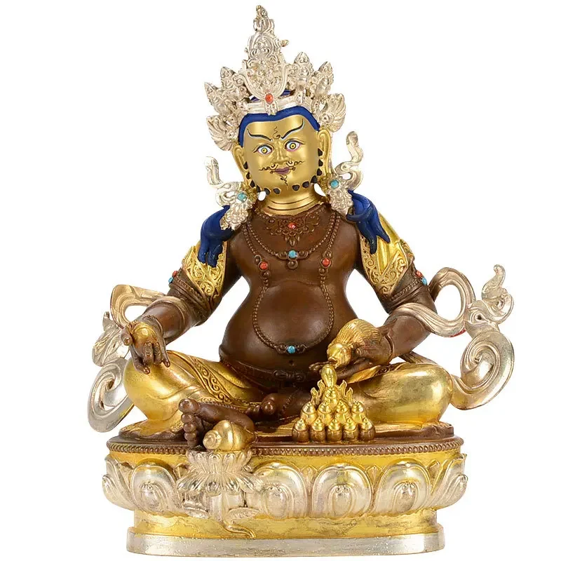 21 см Золотая Чистая Медь Желтый Джамбала Резьба Буддийская Транзический Храм