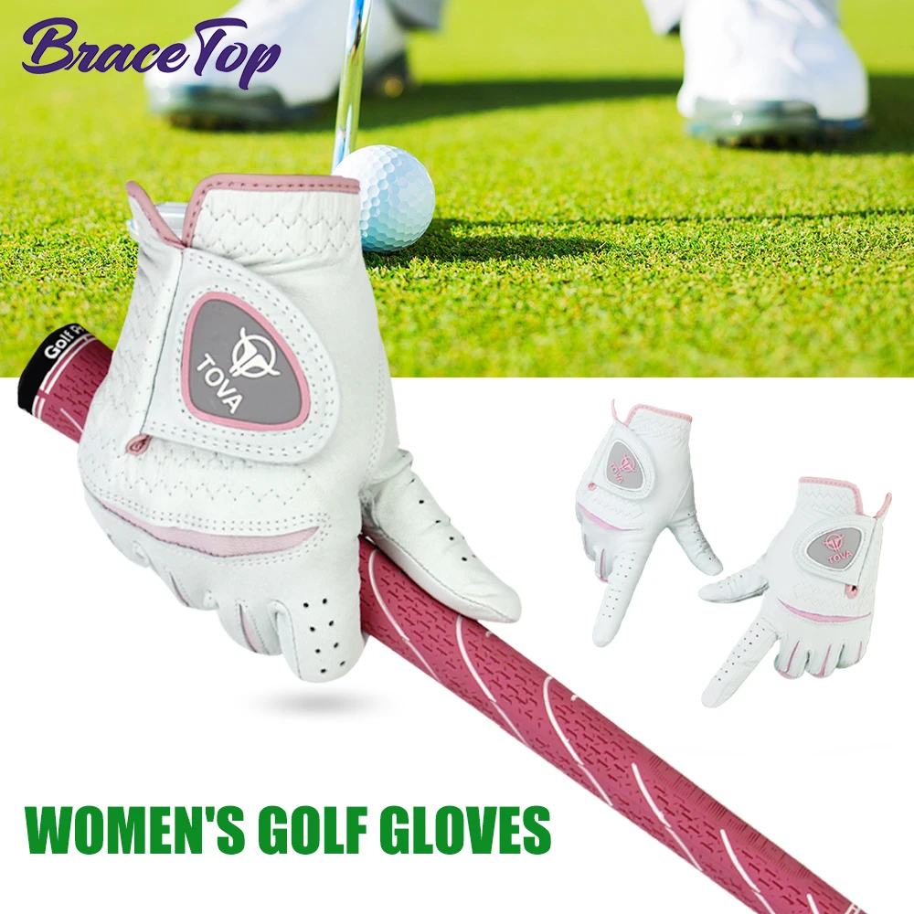1 Pair Fashion Women's Golf Gloves Micro Soft Sheepskin Breathable Anti-Slip Left and Right Hand Sports Gloves for Women Ladies