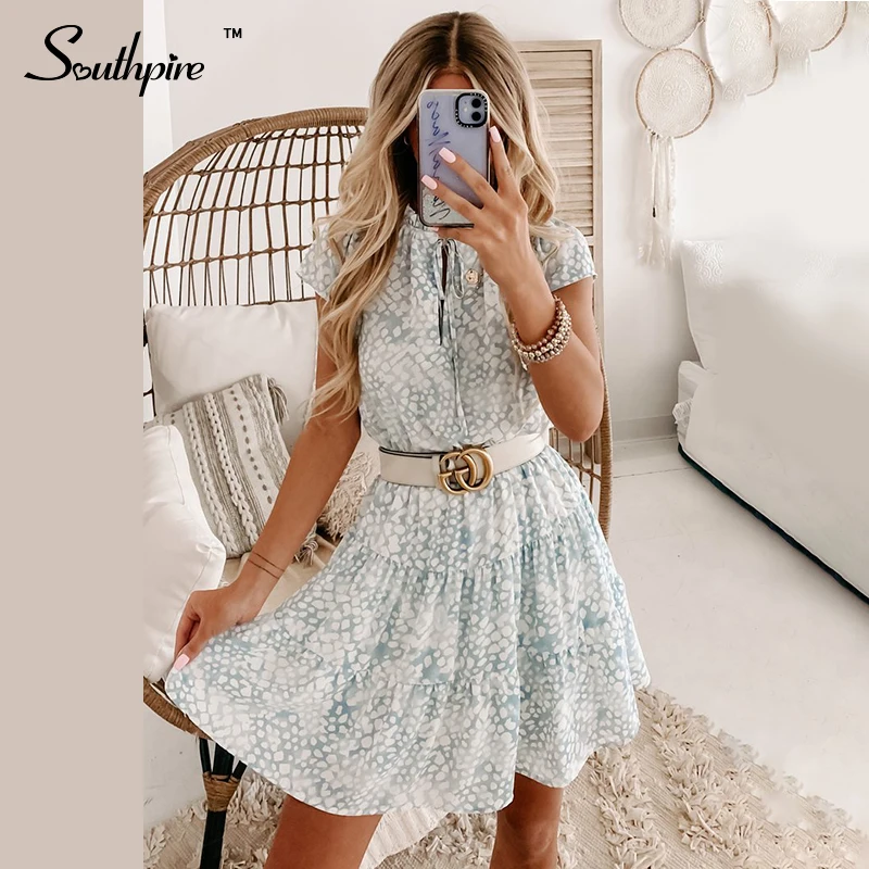 

Southpire Women's Short Sleeve V-Neck Mini Summer Dress Elegant Polka Dot Casual Party Dress Daily Day Ladies Clothing 2022