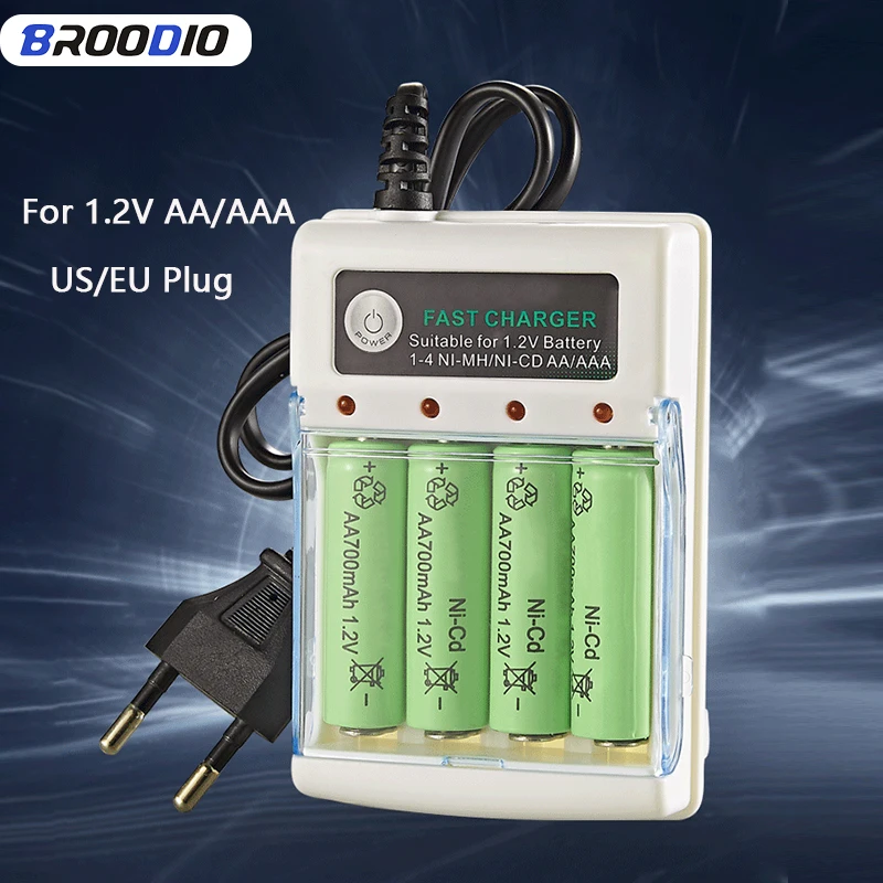 1.2V AA AAA Rechargerable Batteries Charger 4-slots Independent Charging For NI-MH AA Batteries Smart Battery Charger EU US Plug