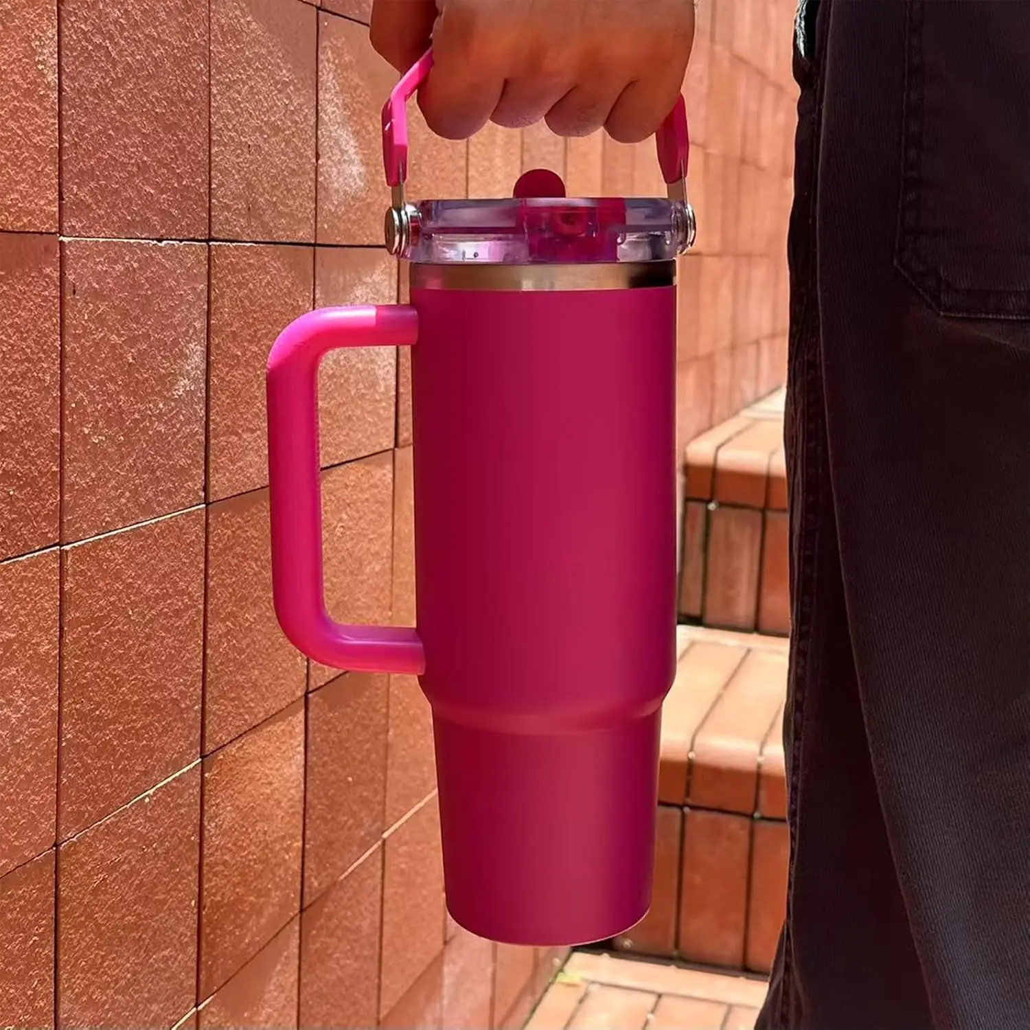 Герметичная откидная крышка для стаканов Stanley Quencher 20oz и 30oz, крышка для соломинки без BPA с ручкой и защитой от брызг, аксессуары для дорожных кружек (art.: 3920cd73426f2) - 3920cd73426f2