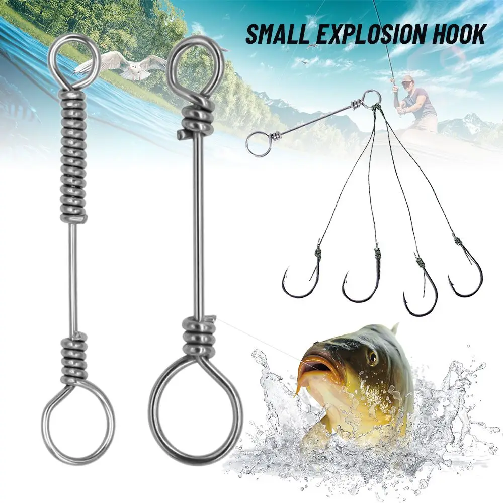 

Explosion Hooks connect High quality Stainless Steel Feeder Fishing Bait Hanging Tackle explosion hook spring tray