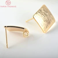 262510pcs square 13x13mm 24k gold color plated brass square stud earrings pins high quality diy jewelry findings accessories