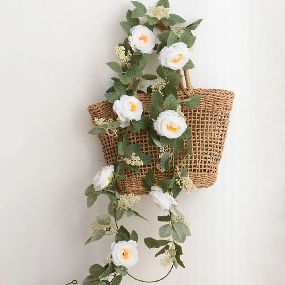 

Artificial Flower Fake Rattan Artificial Rose Vines Fake Rattan For Garland Hanging Wedding Decor 6.56ft Flowers