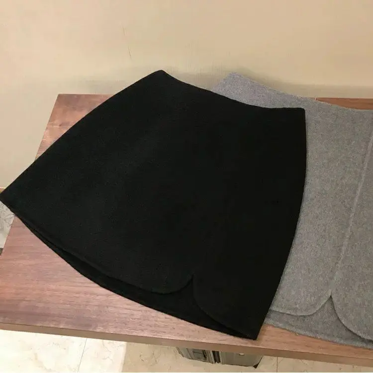 Женская шерстяная облегающая юбка с высокой талией разрезом