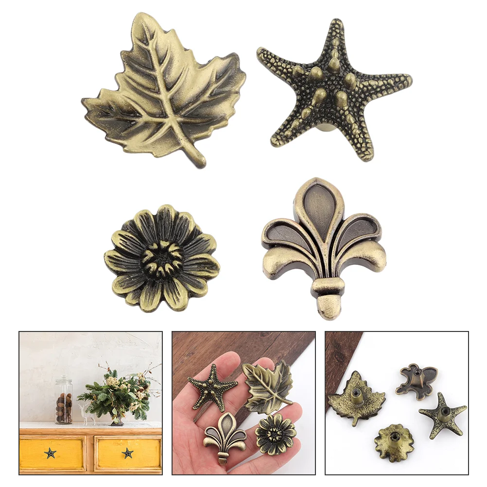 

4pcs Vintage Drawer Knobs Delicate Drawer Handles Simple Zinc Alloy Handles