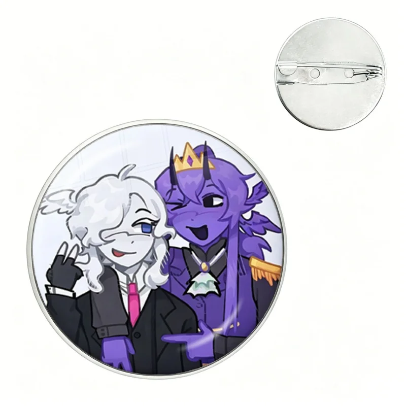Фото Забавные броши Wemmbu Eggchan Tax Duo Pin в виде стеклянного купола, милые значки для рубашек, лацканов, сумок, мультяшные значки для влюбленных, девушек и подруг. №2