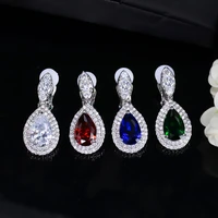 zircon water drop shape non piercing ear jewelry crystal long dangle drop women clip on earrings no pierced hole