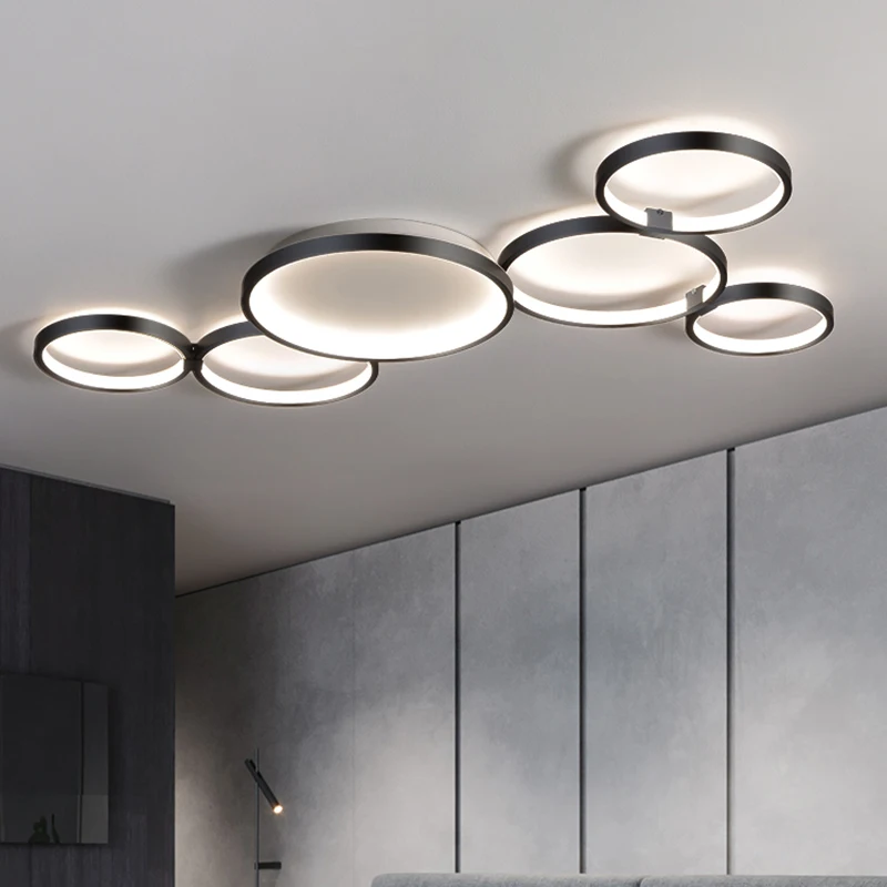 

Черные люстры для домашнего декора, современная светодиодная потолочная люстра для гостиной, спальни