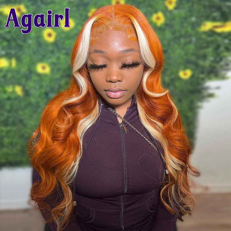 13x4 Lace Front Human Hair Wigs Ginger Lace Frontal Wig Highlights 30 with 613 Blonde 30 Inch 5X5 Body Wave Lace Closure Wig