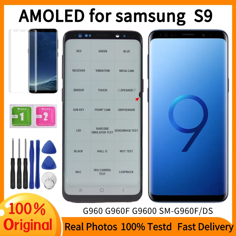 Оригинальный дисплей для Samsung Galaxy S9 ЖК сенсорный экран дигитайзер G960 G960F AMOLED LCDScreen