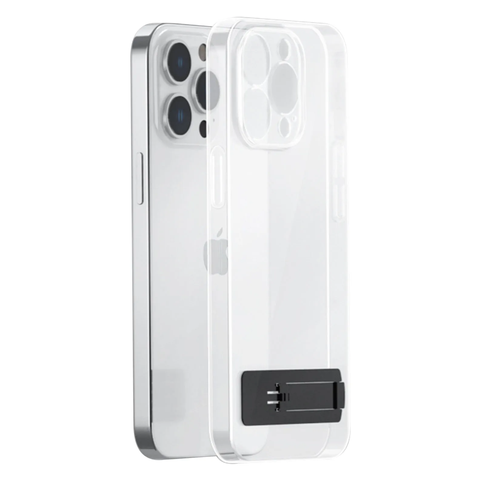 

Clear Phone Case with Stand for iPhone 13 14 Pro Max 5G PC & Soft TPU Shockproof Stand Case Transparent Protective Cover Case