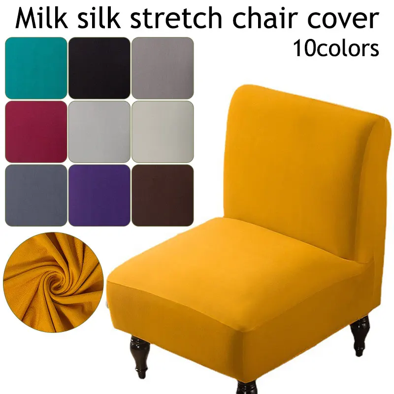 

Simple Solid Colors Flexible Stretch Spandex Chair Cover For Wedding Hotel Banquet Dining Room Elastic Single Sofa Slipcover