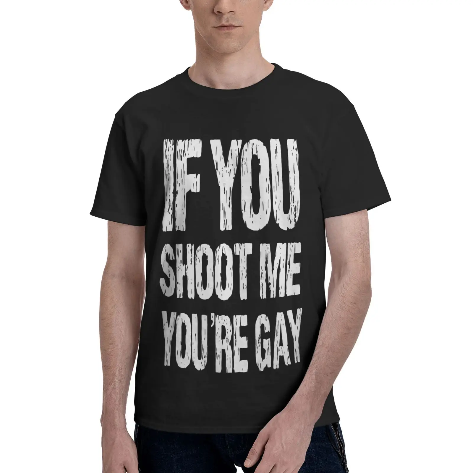 

Футболка оверсайз в стиле Харадзюку с надписью «If You Shoot Me Youre»