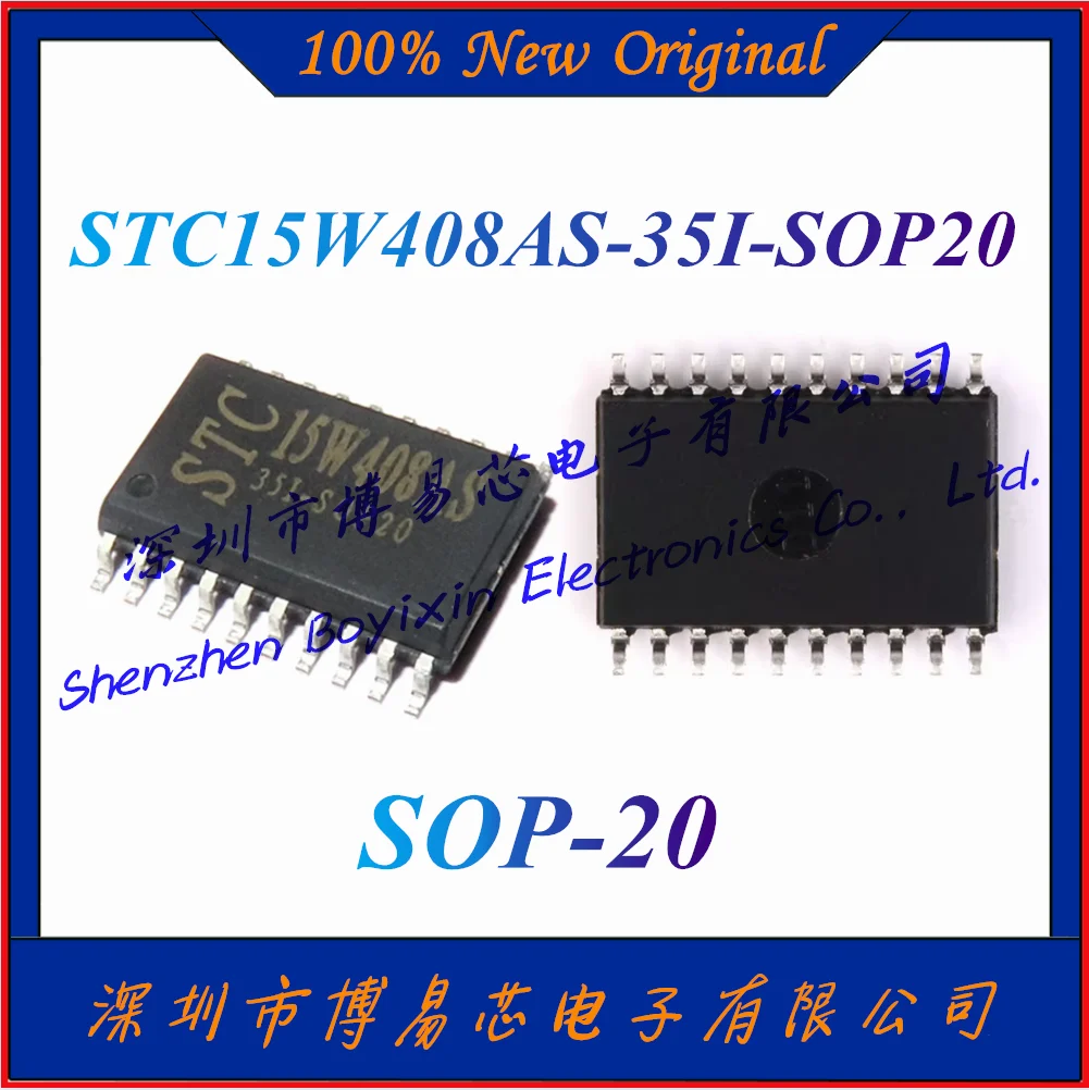 NEW STC15W408AS-35I-SOP20 Voltage: 2.5V~5.5V Program capacity: 8KB Total RAM capacity: 512Byte SOP-20