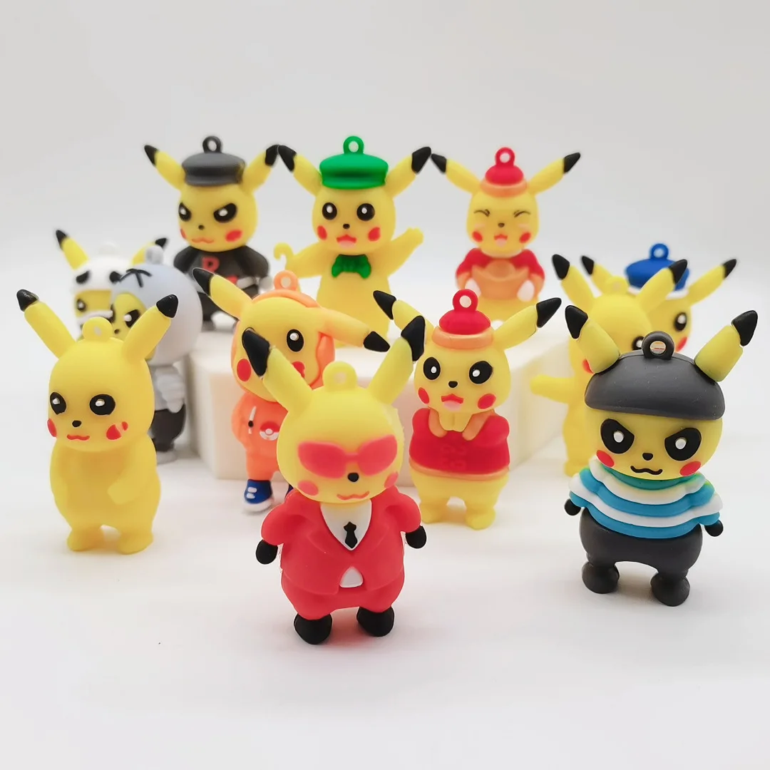 

Creative Cartoon Epoxy Doll Pikachu Keychain Pendant PVC Three-Dimensional Doll Pokemon Key Ring Pendant