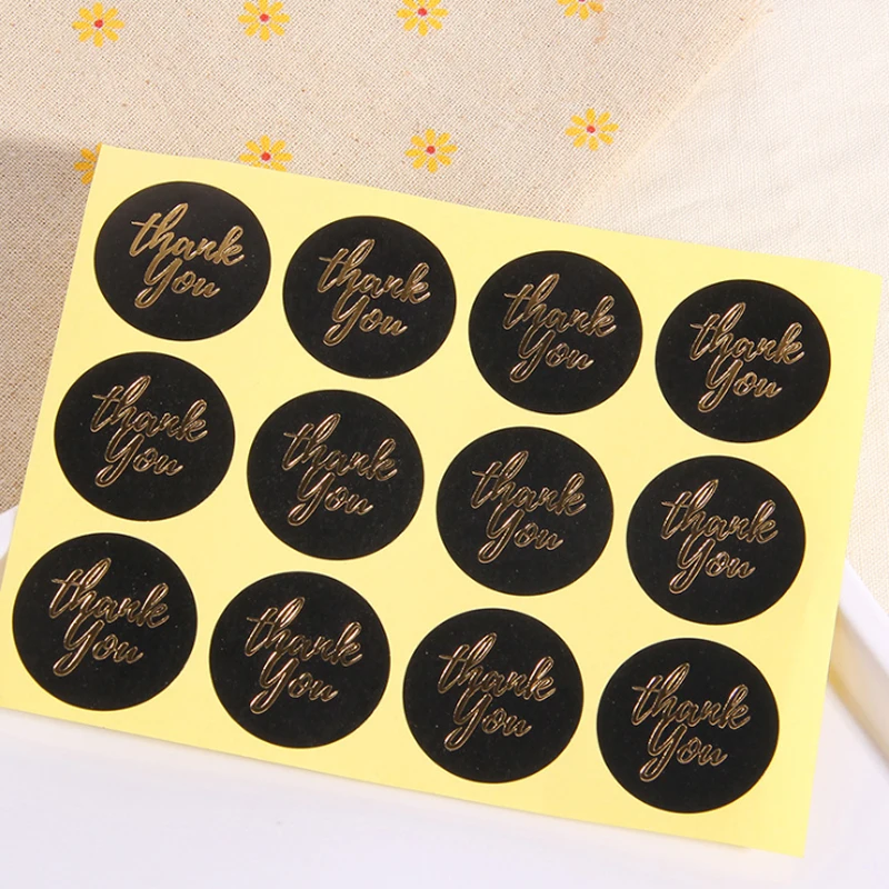 

600pcs/Lot Thank You Black Gold Stickers Gift Creative Decorate Adhesive Sticker Office & School Supplies