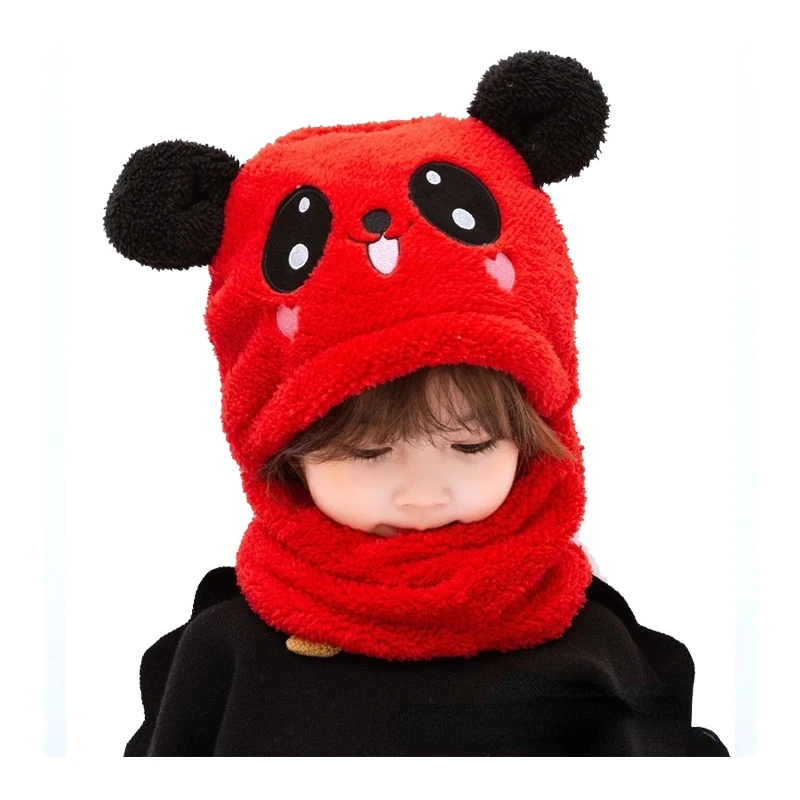 Cartoon Hat for Girls Boys Scarf Thicken Cap Newborn Photography Baby Stuff Winter Children Plus Fleece Kids Caps 1-18Years |