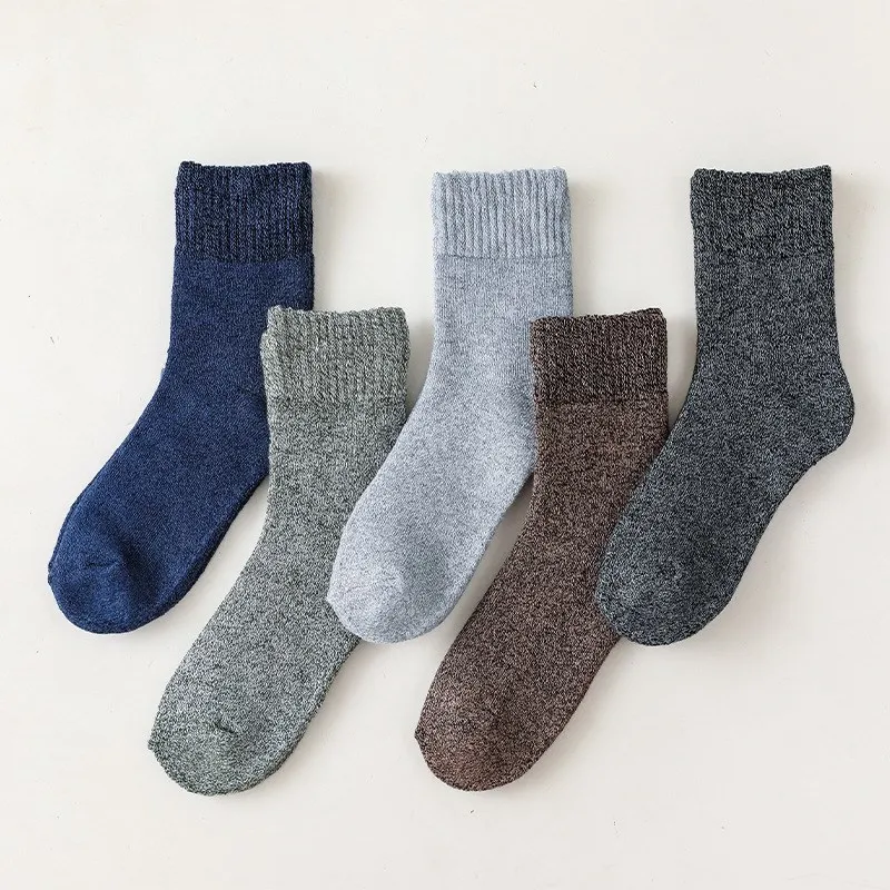 

5 Pair Super Thicker Solid Socks Winter Men's Super Thick Warm High Quality Harajuku Retro Snow Casual Antifreeze Socks