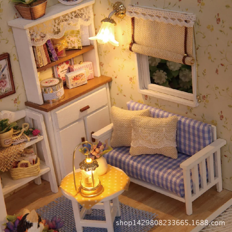 wisdom fun house kitten diary handmade diy house making model mini house childrens toy birthday gift diy dollhouse wooden toys free global shipping