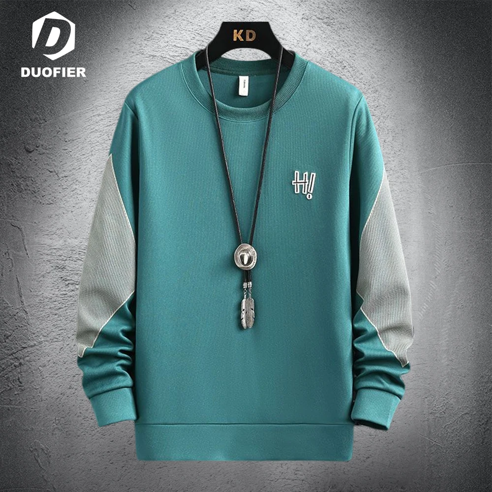 Толстовка мужская с длинным рукавом, модная уличная одежда, повседневный свитшот в стиле Харадзюку, в стиле пэчворк, пуловер с круглым вырезом в Корейском стиле, весна-осень