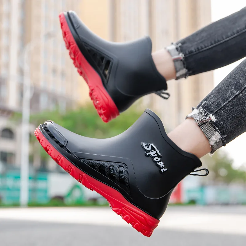 

Мужские резиновые ботинки, модная обувь для мужчин, модель 2023 года, Осенние водонепроницаемые рабочие ботинки без шнуровки, мужские ботинки