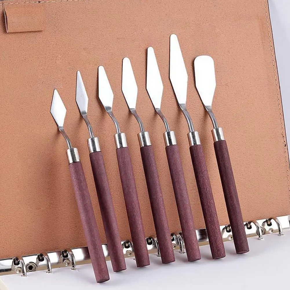 

7pcs/set Stainles Steel Oil Painting Knives Artist Knife Mixing Spatula Scraper Craft Flexible Palette Oil Knife Blades Pai W7d2