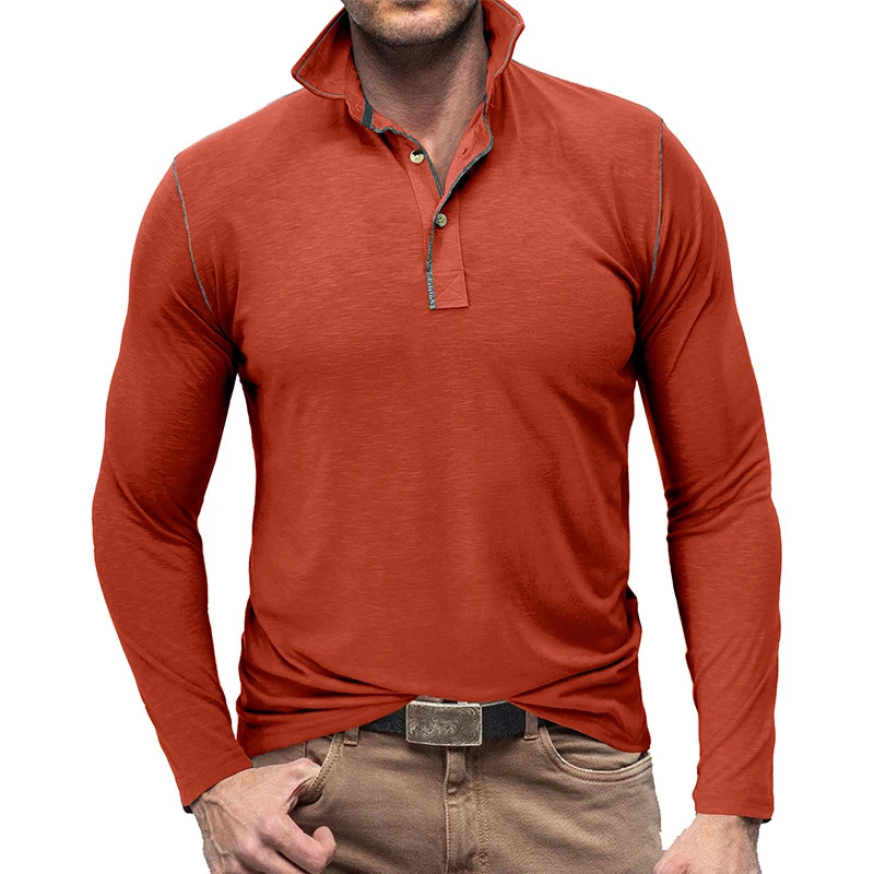 

Vintage Button Turn-down Collar Shirts Men Polo T Shirt Casual Long Sleeve Loose Polo Shirt Fall Classic Men's Clothing T-shirts