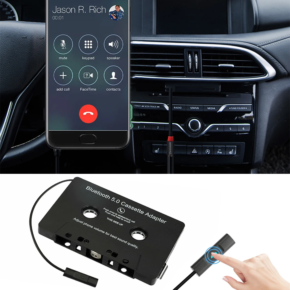 

Car Audio Bluetooth-compatible 5.0 CSR Car Cassette Adapter With Microphone 6H Music Time 168H Standby Suit For Phone Tablets