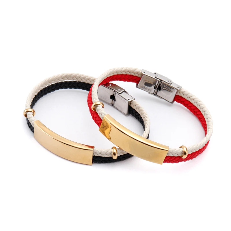 

Панк роскошный пользовательское имя веревочный браслет для мужчин регулируемый слой ручной работы женский веревочный Id браслеты ювелирны...