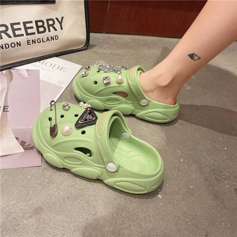 

Женские туфли на средней платформе, роскошные Шлепанцы из искусственной кожи, на резиновой подошве, дизайнерская обувь без каблука, лето 2022