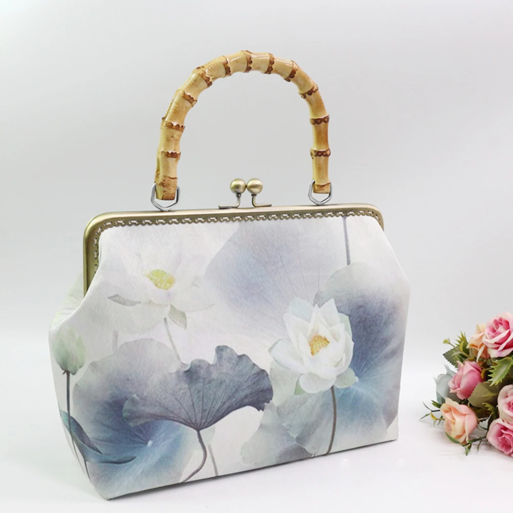 

2pcs Bamboo Bag Handle Classic Texture Delicate Creative Handbag DIY Tote Purse Replacement Accessories Making Bag