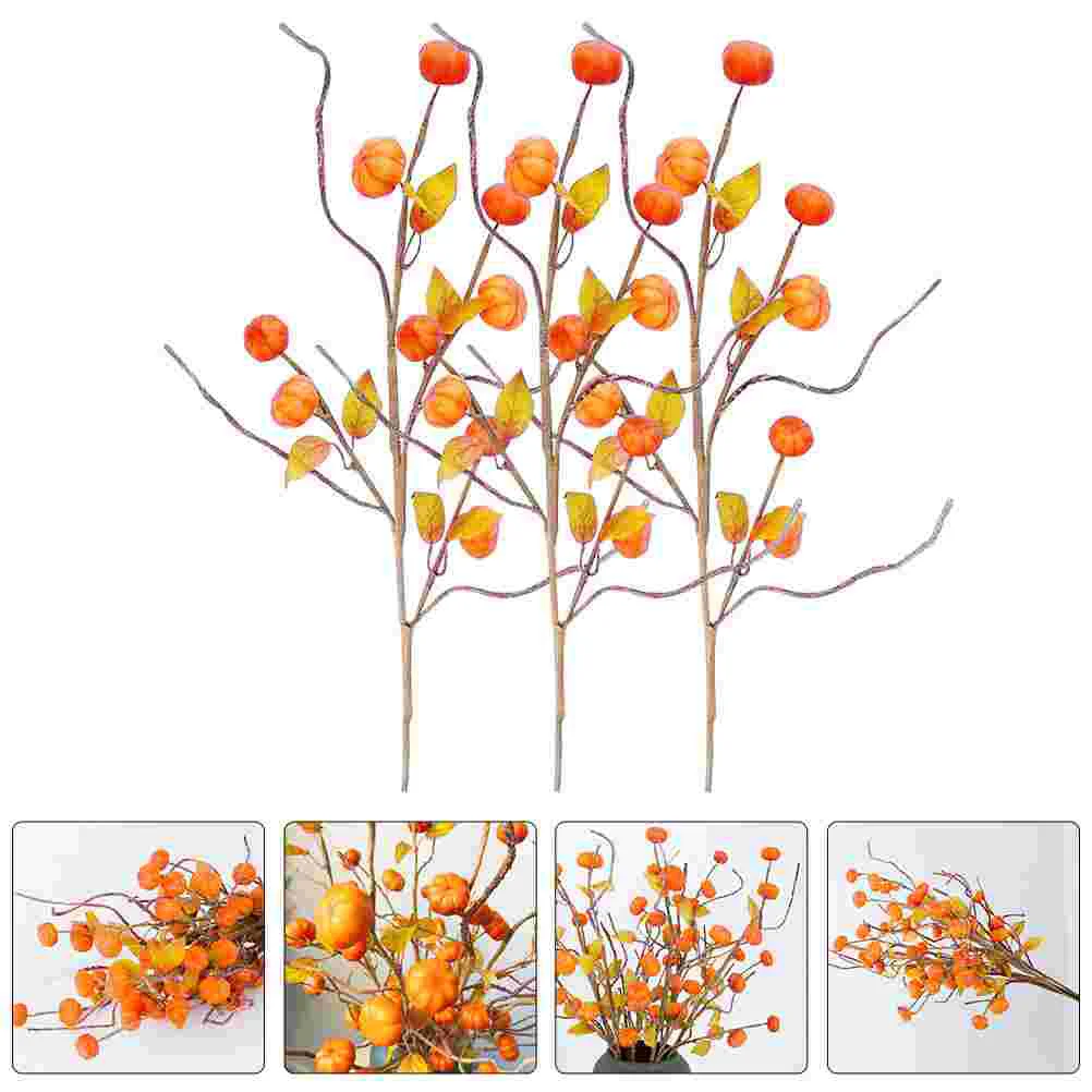 

Pumpkin Artificial Branch Table Props Autumn Leaf Maple Decor Vase Fall Thanksgiving Picks Centerpiece Decoration Filler Wreath