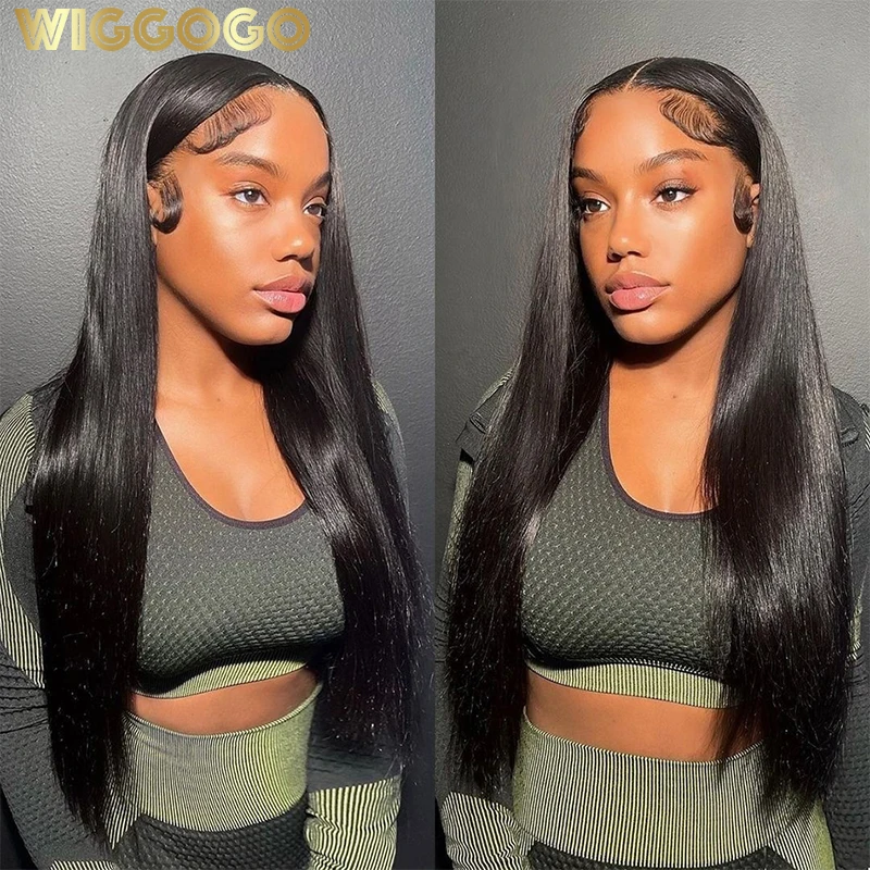 Wiggogo 13X4 13X6 HD Lace Frontal Wig Straight Transparent Lace Front Wig 30 Inch Brazilian Preplucked Human Hair Wigs For Women