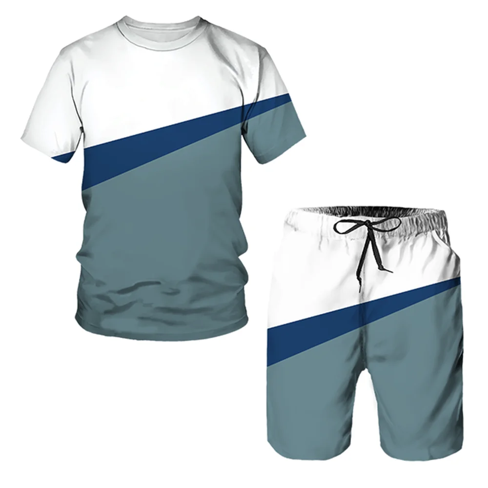 Summer Simplicity Printing Men's T Shirt Loose O-neck Short Sleeve Tops Casual Comfortable Shorts 2 Piece Outfit Men Clothing