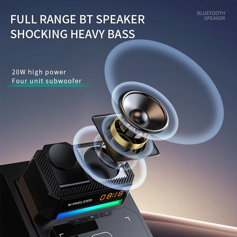 Фото Быстрая беспроводная складная зарядная станция с Bluetooth Audio, часы с окружающей подсветкой для наушников iPhone Xiaomi Huawei, умные часы №3