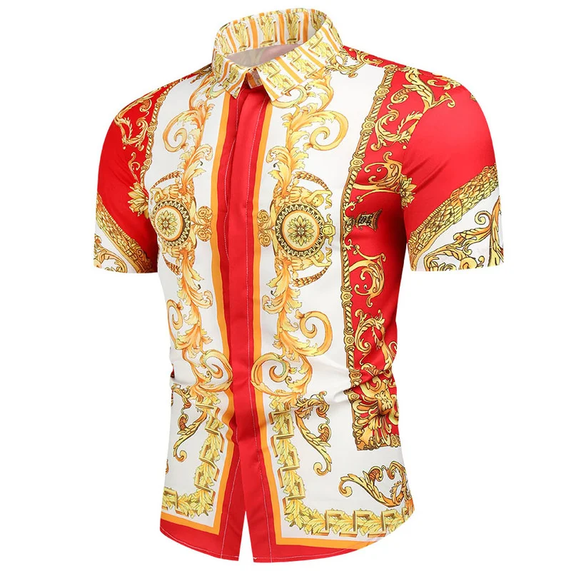 

Новые мужские повседневные рубашки с коротким рукавом, приталенные мужские топы в национальном этническом стиле