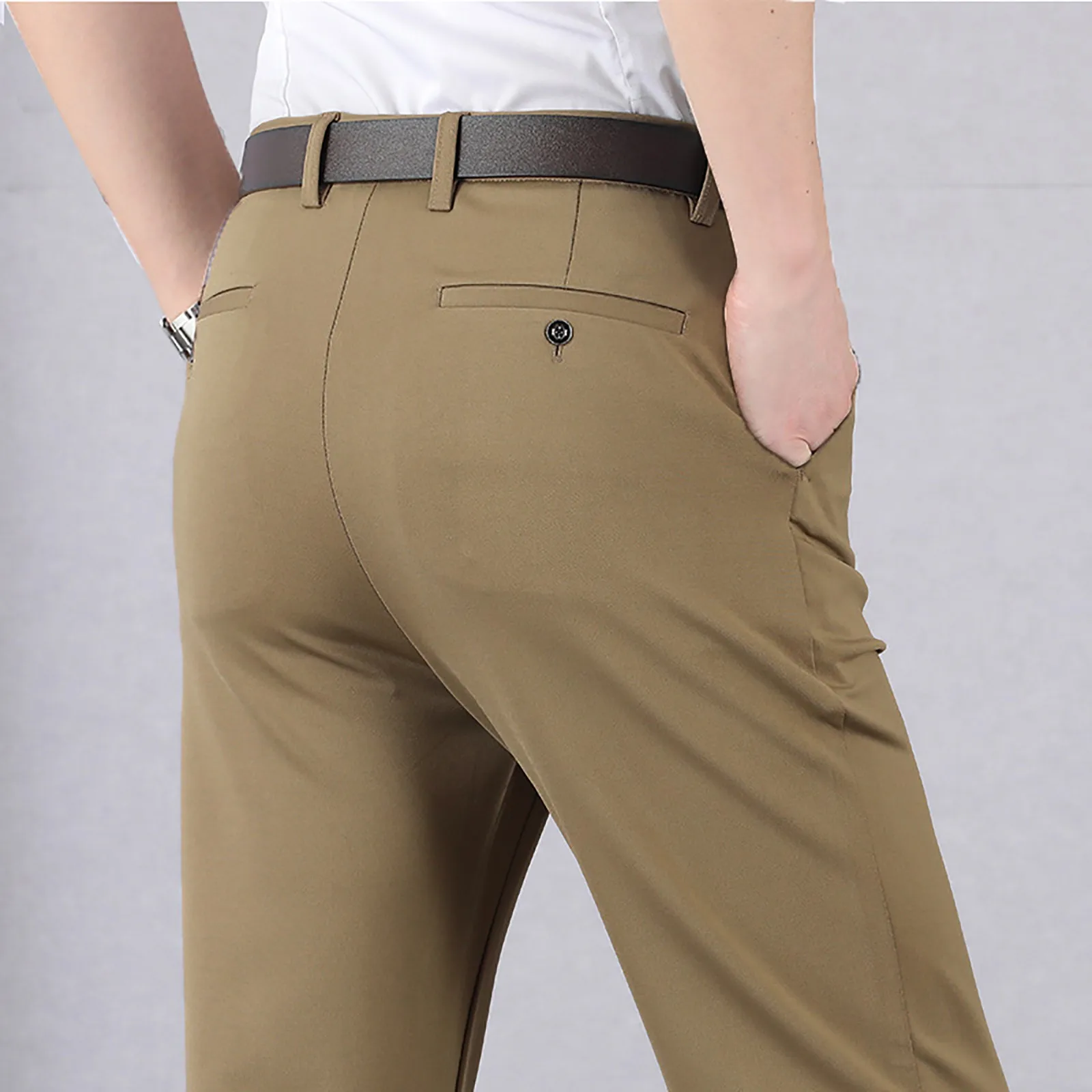 

Men Workwear Suit Pants Trousers Social Business Bottomwear Solid Color Men's Pants Straight Leg Appears Thin Pantalones Hombre