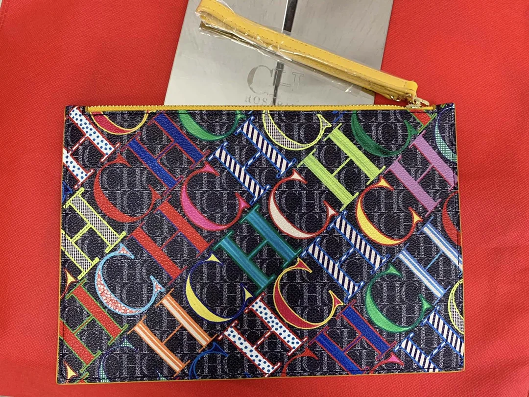 

100% Genuine Leather Luxury Brand High Quality Fabric Color Clutch Bag 2022 New Fashion CH Print Letter Pattern Clutch Bag Bolso