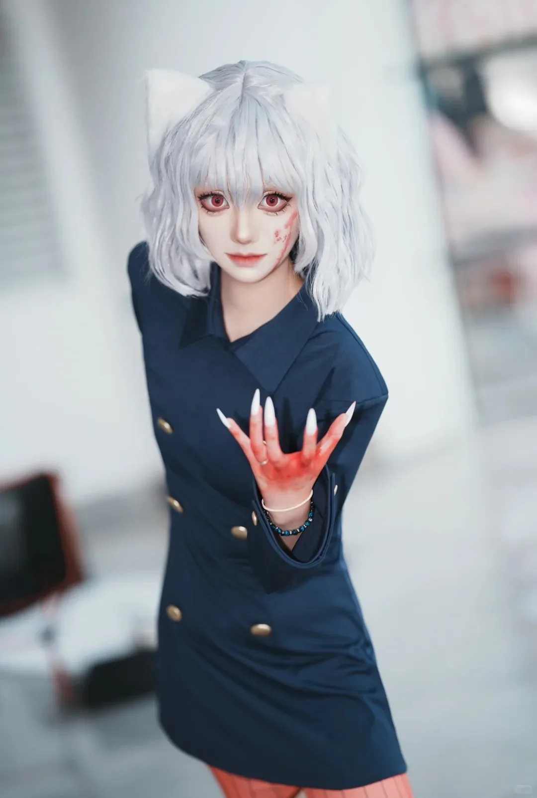 Фото Костюм для косплея Неферпиту из аниме Hunter × Hunter: топ, брюки, носки, парик, полный комплект, наряд кошки на Хэллоуин, для ролевых игр, для женщин №2