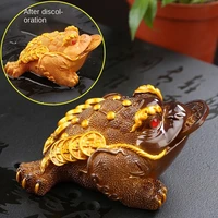 1 pcs resin color changing tea pet figurine frog statue with coin ornament boutique tea table decoration accessories crafts