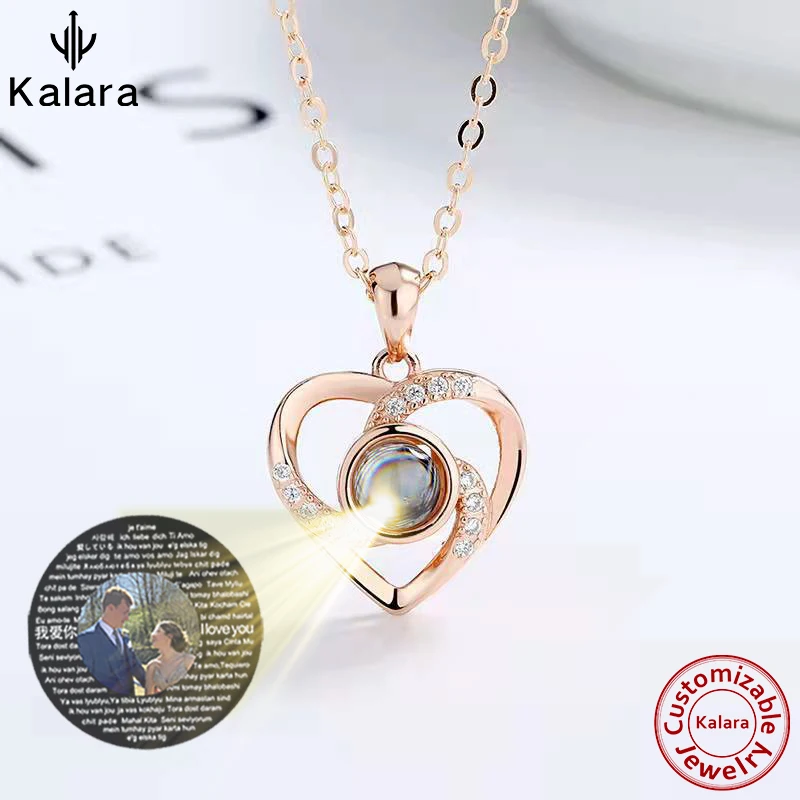 Projection Necklace Customized Photo Name Love Pendant Charms Zircon Inlaid New Creative Holiday Memory Jewelry Birthday Gift