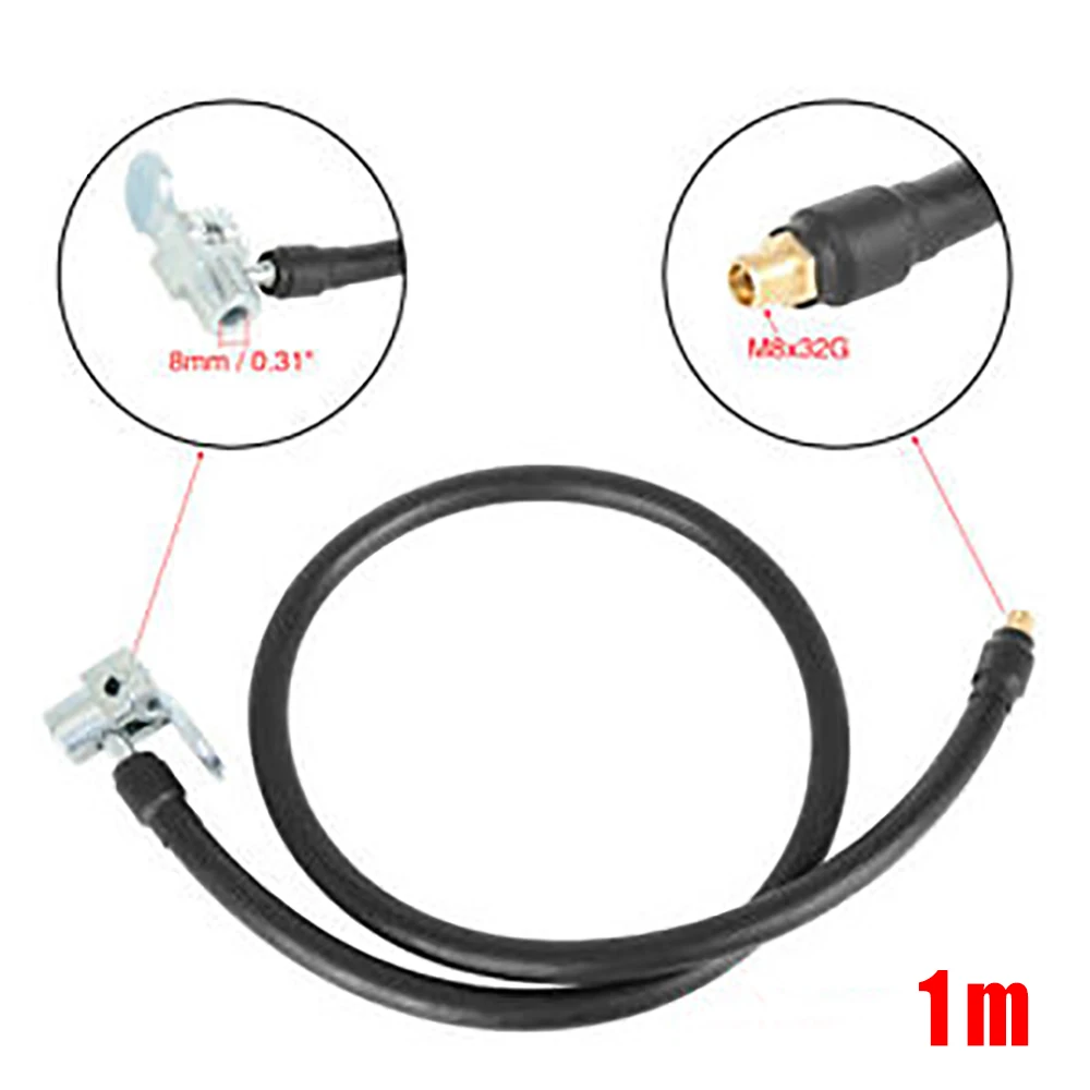 

Bike Pump Hose Black For Car Motorcycle Tyre Inflator Pump Hose W/ Air Locking Chuck 100cm Durable